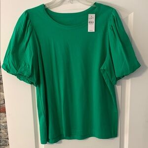 LOFT Kelly Green Relaxed Puff Sleeve Tee